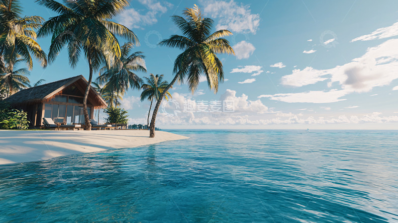 高清大图下载【趣麦麦图】海滩小屋
