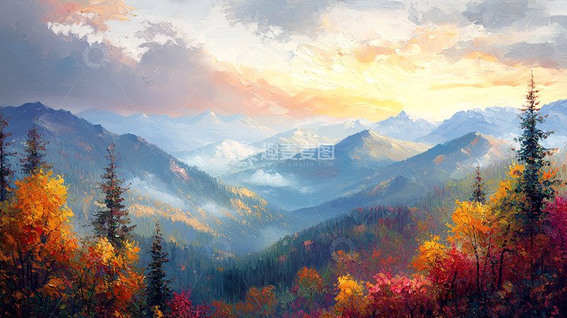 高清大图下载【趣麦麦图】秋日山峦景色