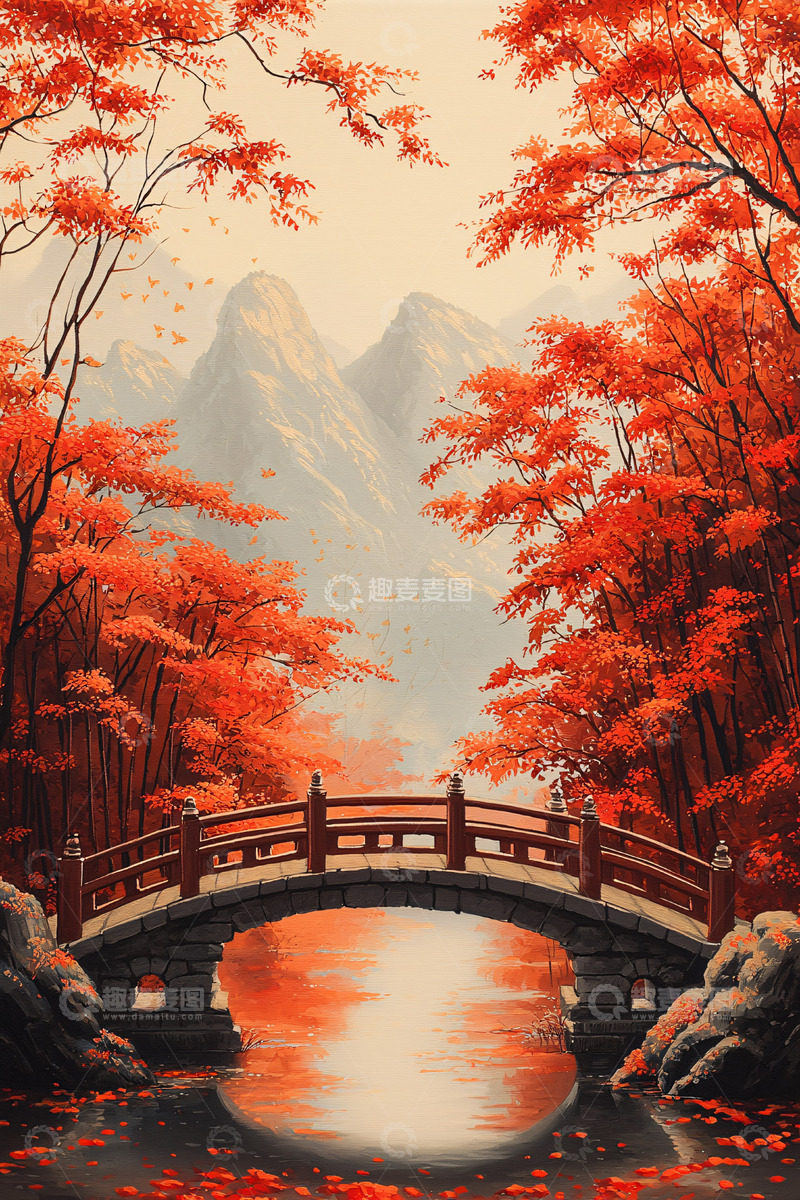 高清大图下载【趣麦麦图】秋日红枫桥