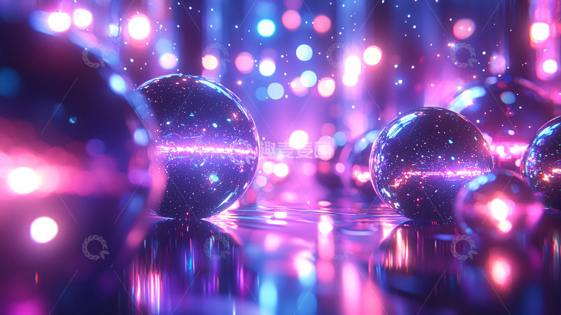 高清大图下载【趣麦麦图】炫彩光球反射背景