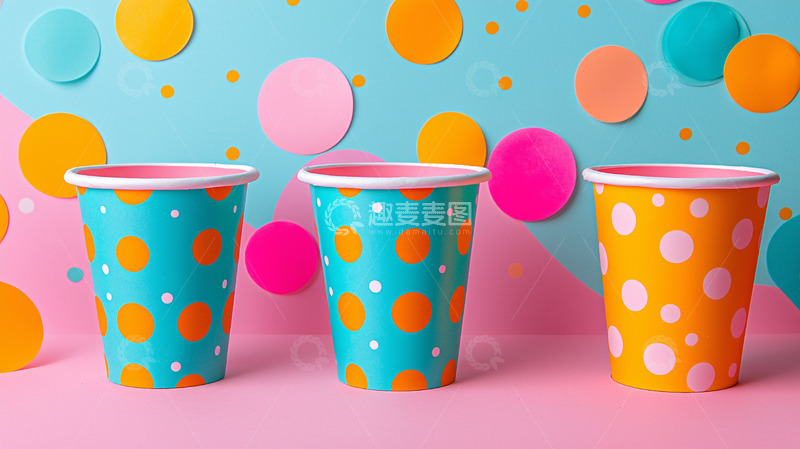 高清大图下载【趣麦麦图】彩色圆点纸杯