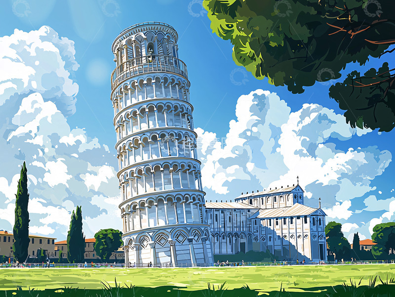 高清大图下载【趣麦麦图】斜塔