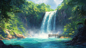 热带雨林瀑布景观