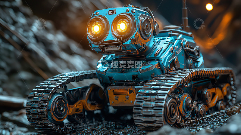 高清大图下载【趣麦麦图】蓝色履带机器人