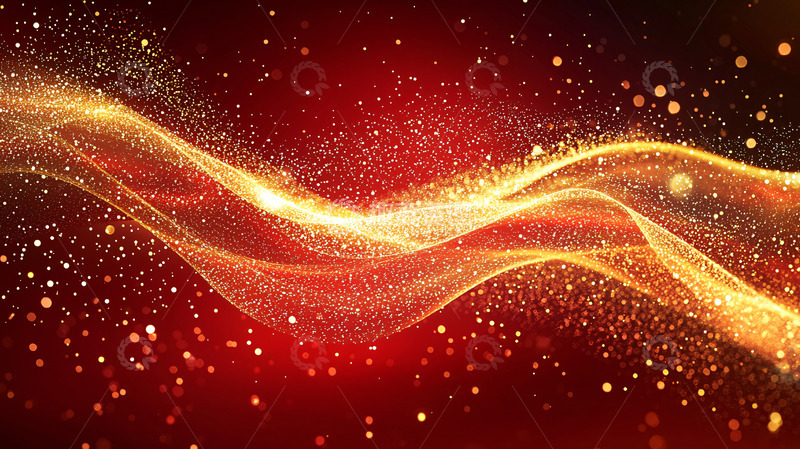 高清大图下载【趣麦麦图】红色金粉粒子波浪