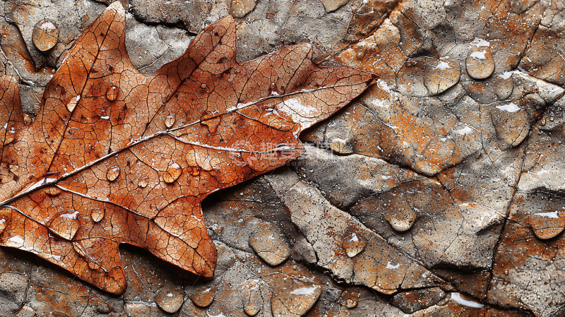 高清大图下载【趣麦麦图】落叶上的水珠
