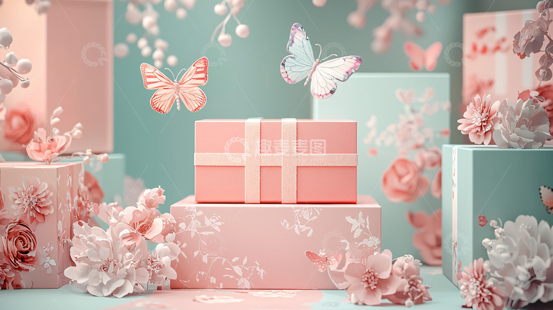 高清大图下载【趣麦麦图】粉色礼盒