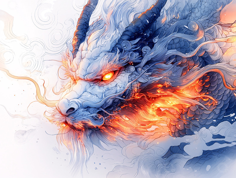 高清大图下载【趣麦麦图】火焰与冰霜交织的龙首