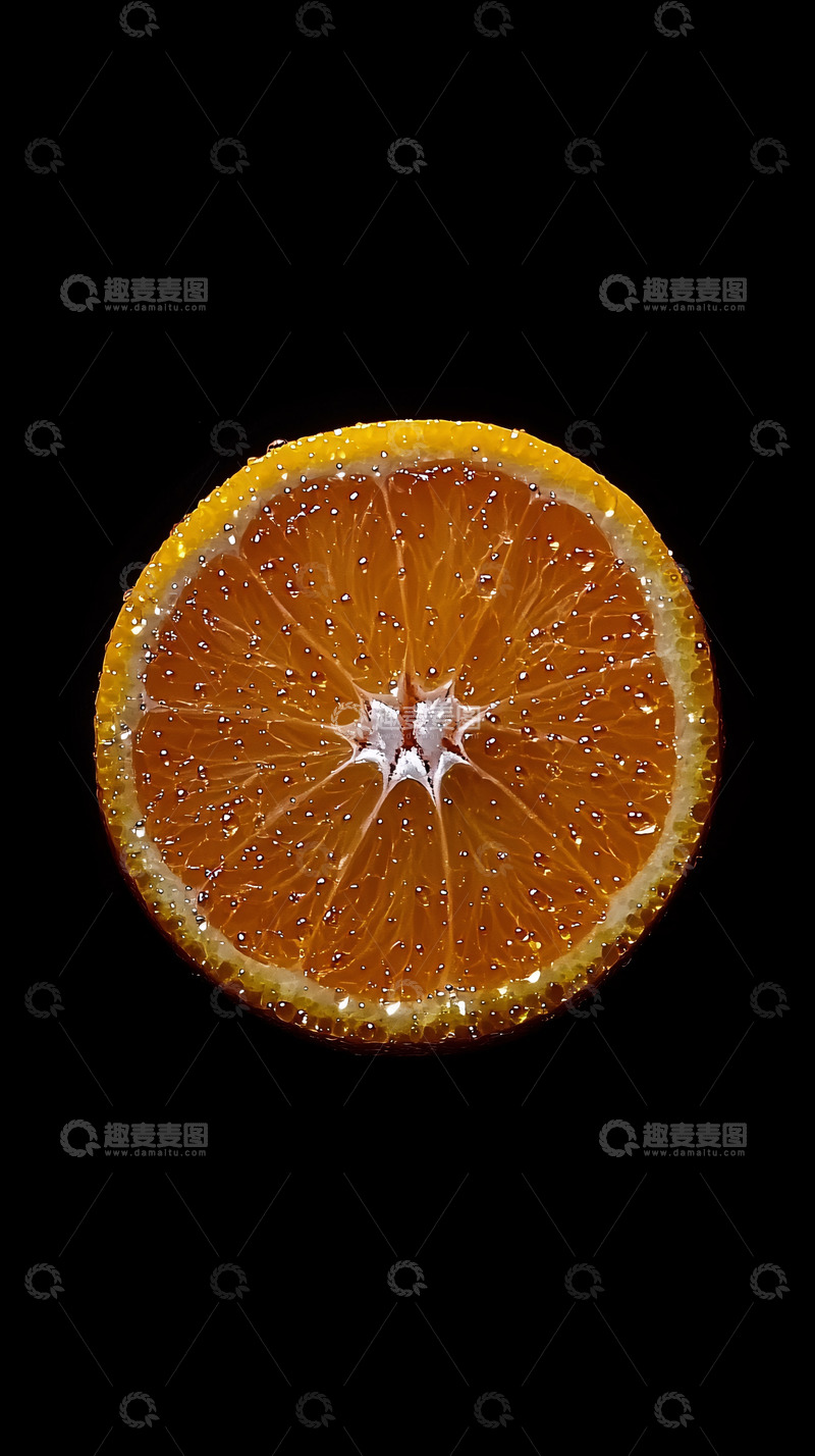 高清大图下载【趣麦麦图】黑底橙子切片