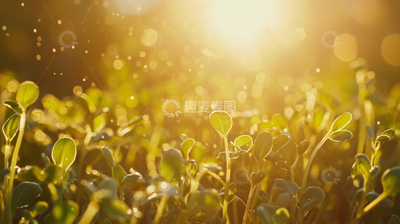 高清大图下载【趣麦麦图】阳光洒在嫩芽上