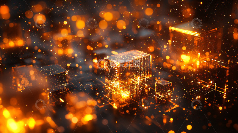 高清大图下载【趣麦麦图】燃烧的金属方块