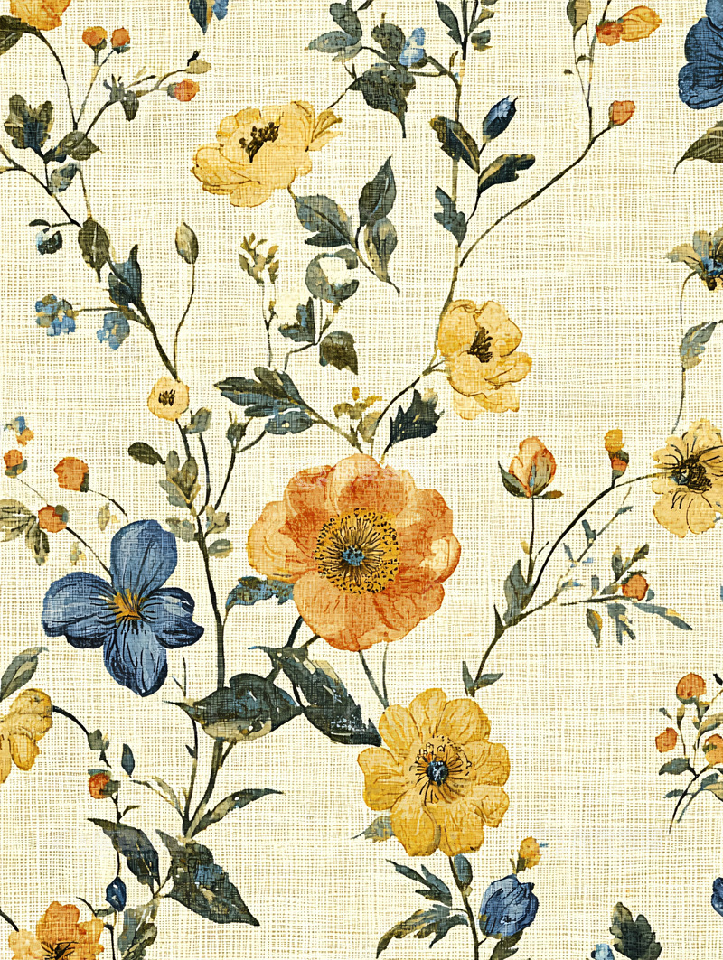 高清大图下载【趣麦麦图】米色背景上的花卉图案