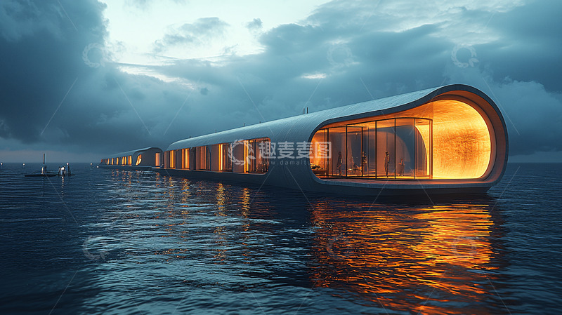 高清大图下载【趣麦麦图】未来水上酒店