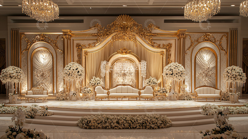 高清大图下载【趣麦麦图】奢华金色舞台背景