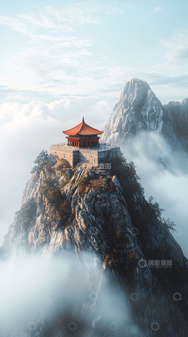 高清大图下载【趣麦麦图】云海仙山古寺