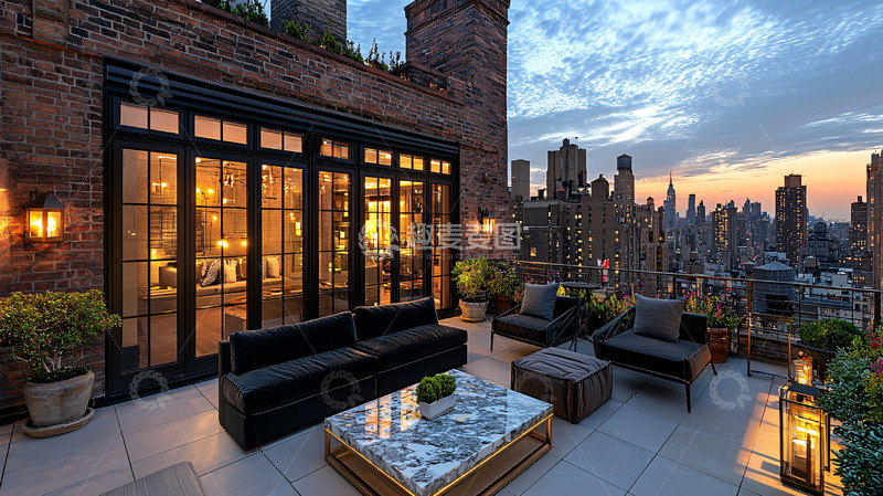 高清大图下载【趣麦麦图】纽约顶层公寓夜景