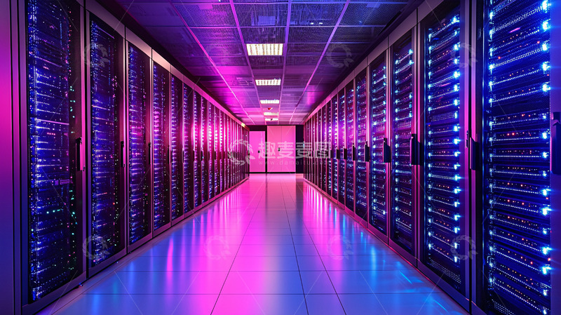 高清大图下载【趣麦麦图】炫彩灯光下的服务器机房