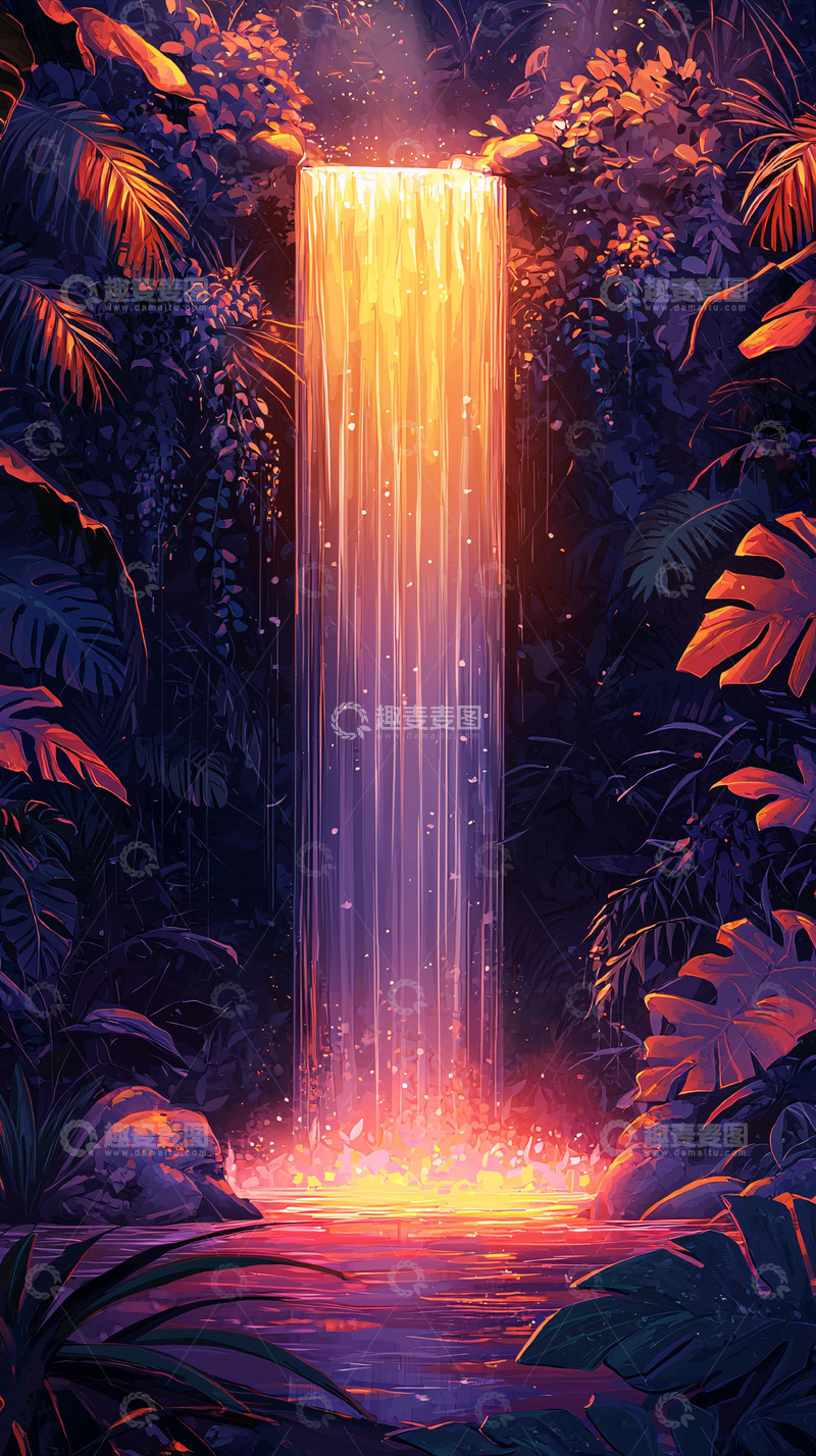 高清大图下载【趣麦麦图】热带雨林瀑布