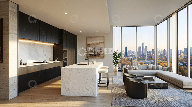 高清大图下载【趣麦麦图】现代化高层公寓客厅