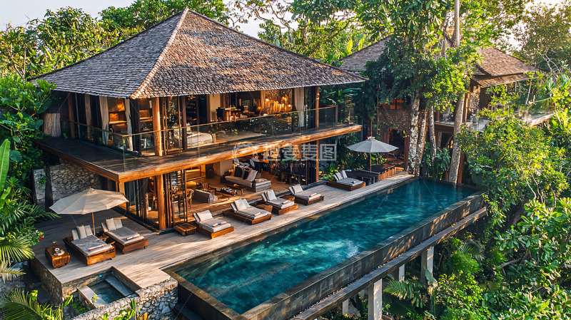 高清大图下载【趣麦麦图】热带雨林别墅泳池