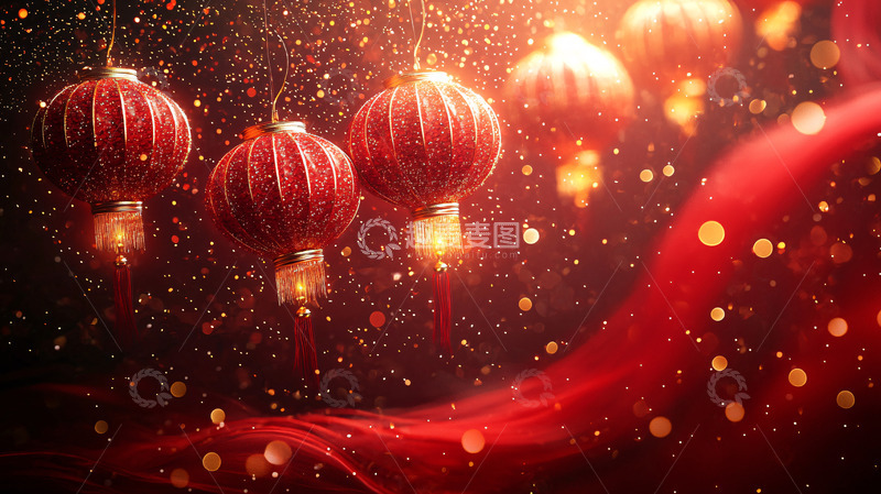 高清大图下载【趣麦麦图】红灯笼喜庆新年氛围