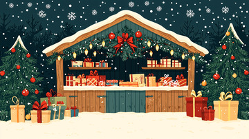 圣诞集市雪景图