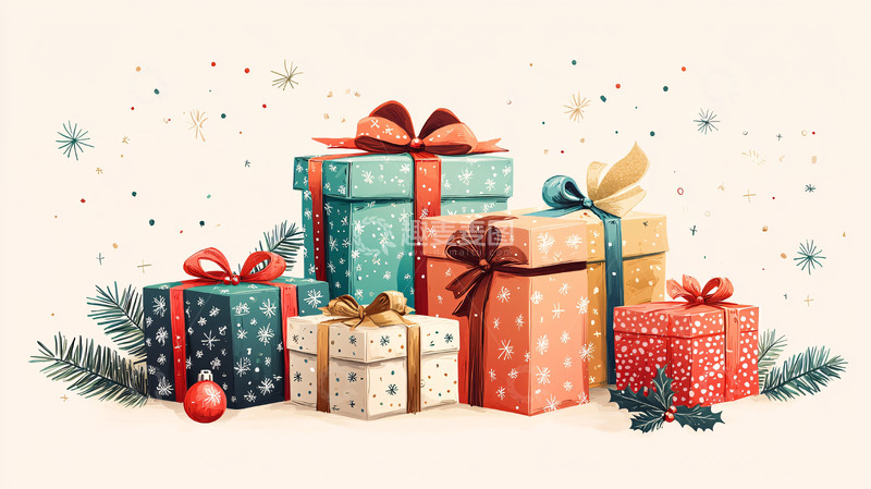 高清大图下载【趣麦麦图】节日礼品盒堆叠