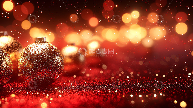 高清大图下载【趣麦麦图】圣诞节金色球体闪光背景