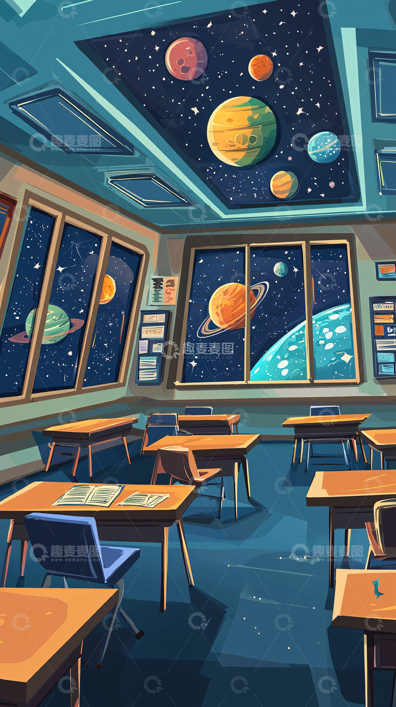 高清大图下载【趣麦麦图】星空教室