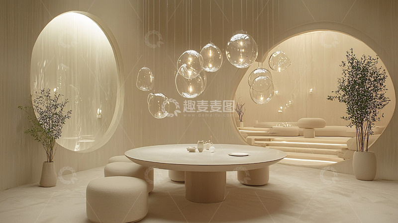 高清大图下载【趣麦麦图】极简风奶油色系室内设计