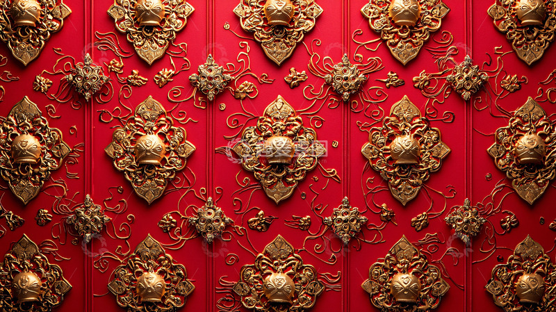 高清大图下载【趣麦麦图】红金色图案背景