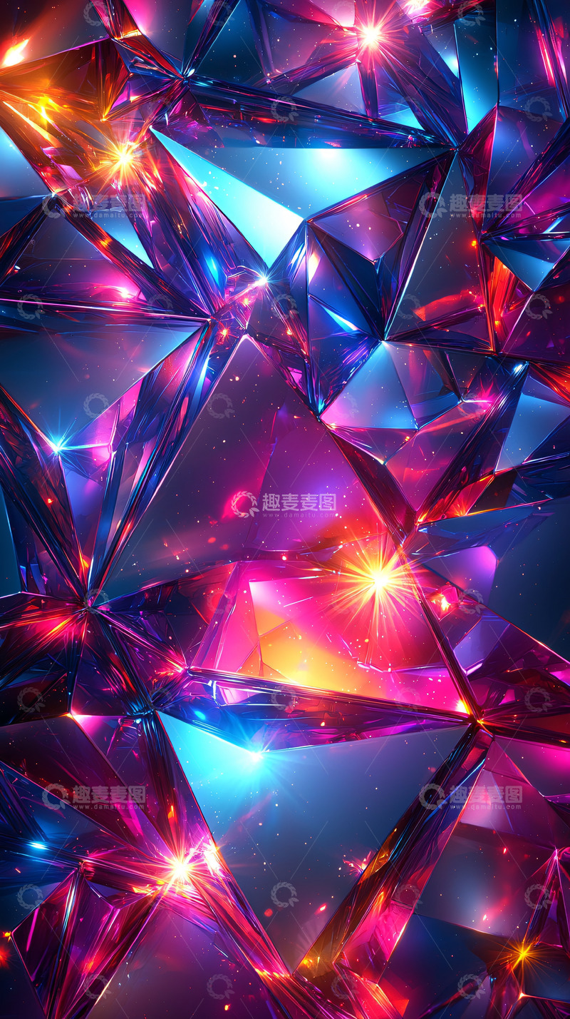 高清大图下载【趣麦麦图】炫彩几何晶体