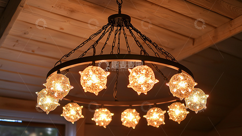 高清大图下载【趣麦麦图】铁艺圆环吊灯