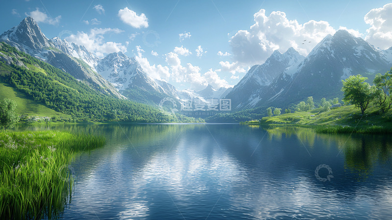 高清大图下载【趣麦麦图】雪山湖泊风景