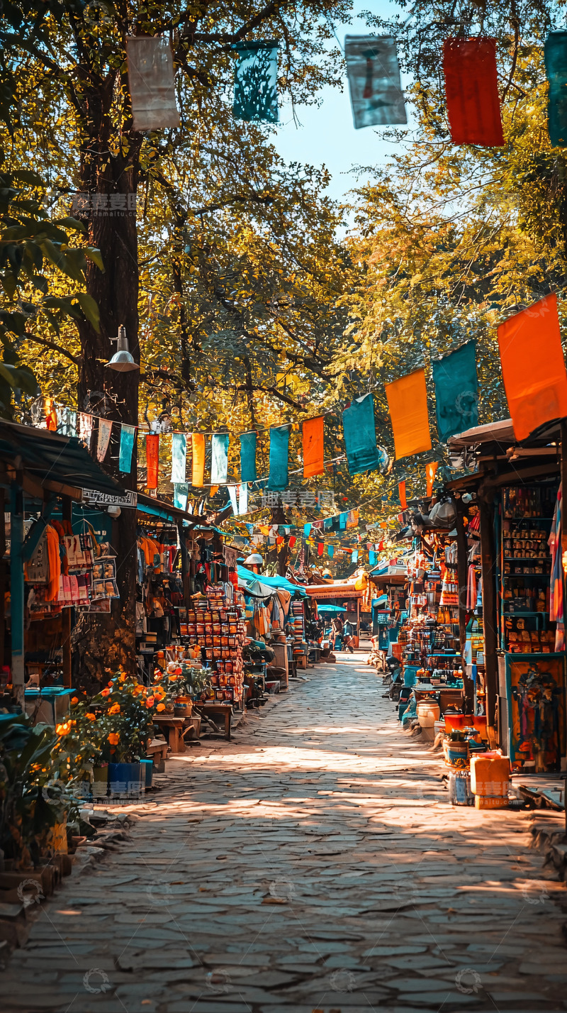 高清大图下载【趣麦麦图】树荫下的小路街景