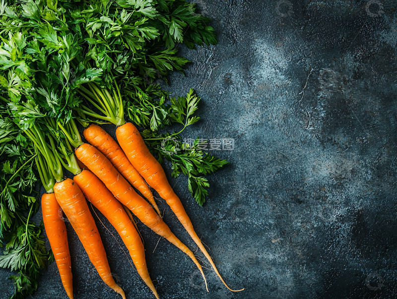 高清大图下载【趣麦麦图】-新鲜胡萝卜与绿叶