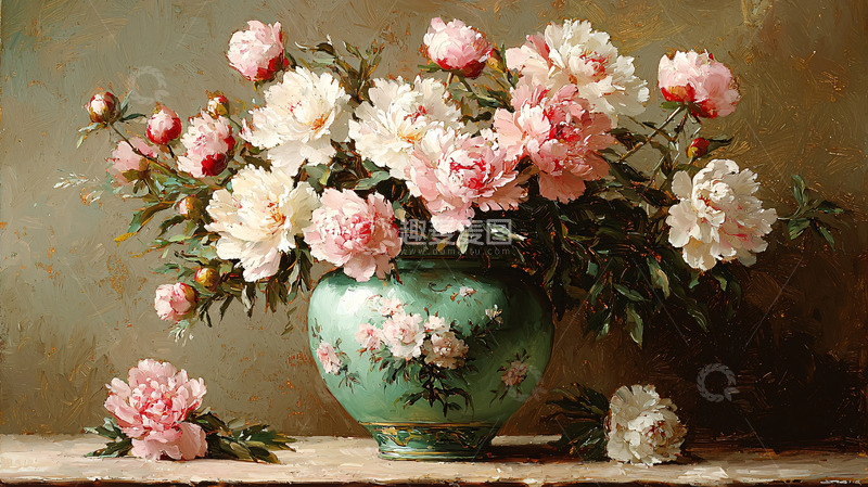 高清大图下载【趣麦麦图】花瓶里盛开的牡丹花