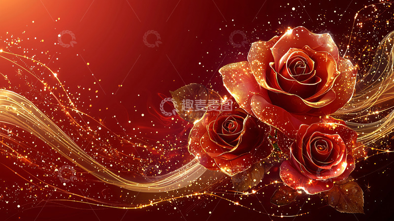 高清大图下载【趣麦麦图】金色液体玫瑰