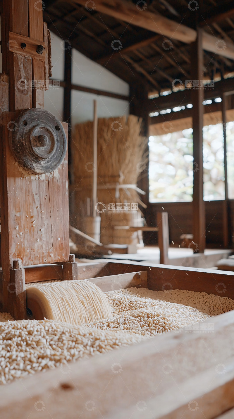 高清大图下载【趣麦麦图】老式日式碾米机