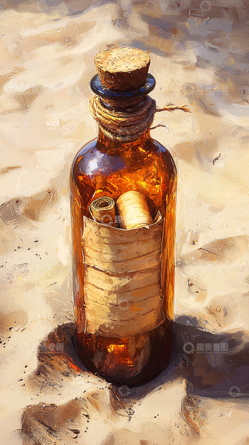 高清大图下载【趣麦麦图】漂流瓶里的信