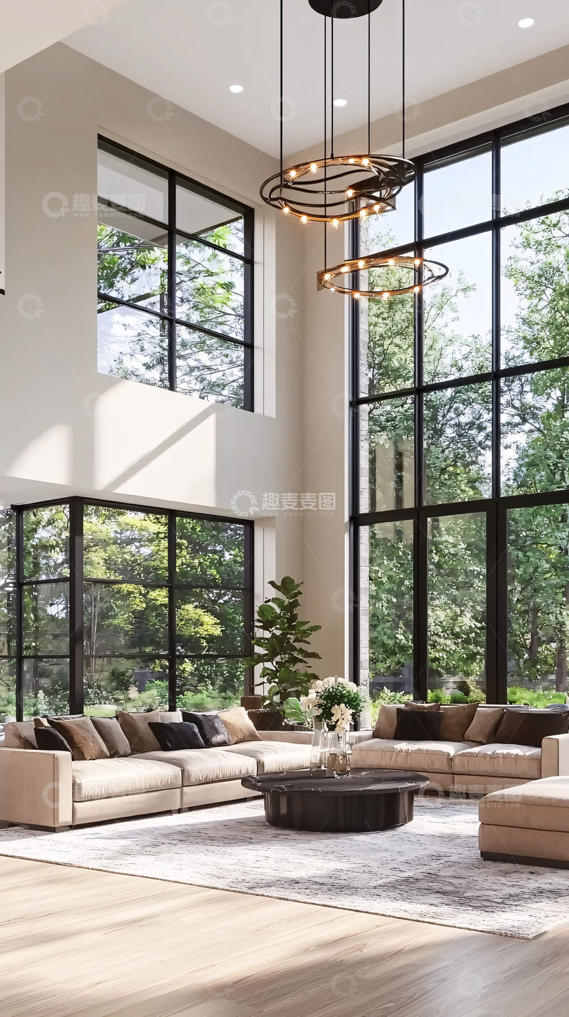 高清大图下载【趣麦麦图】现代简约大客厅落地窗