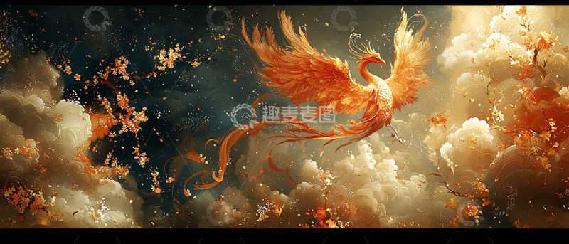 高清大图下载【趣麦麦图】火凤凰祥云图