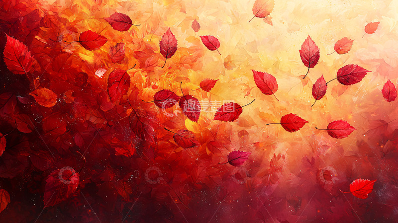 高清大图下载【趣麦麦图】红叶飘落