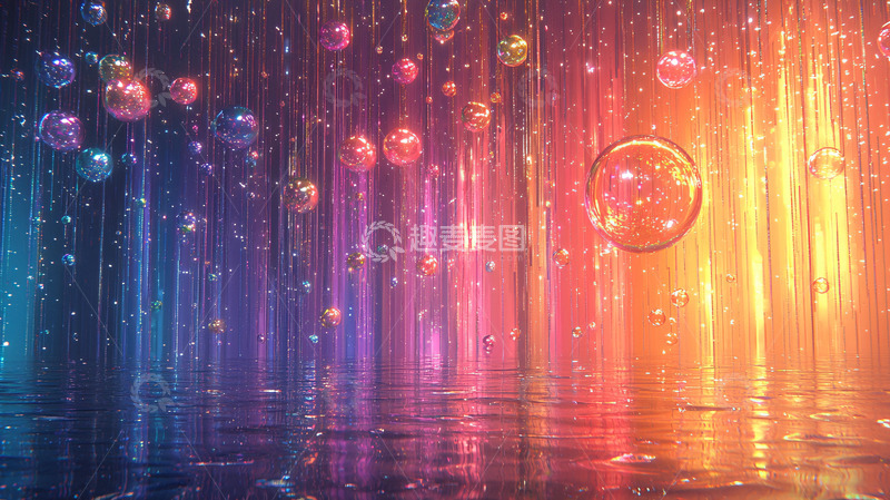高清大图下载【趣麦麦图】彩色光球雨梦幻场景