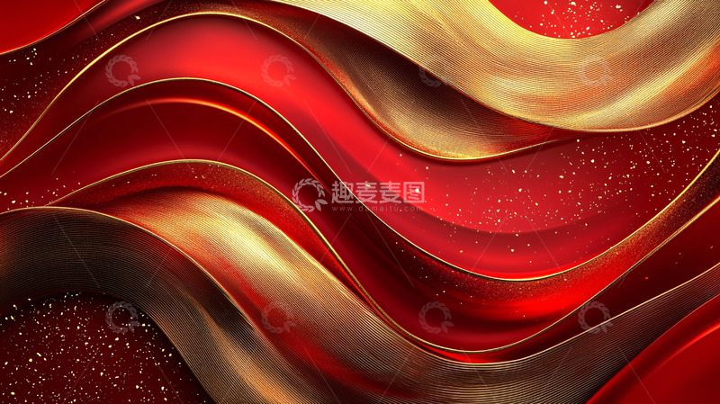 红色金色波浪纹背景