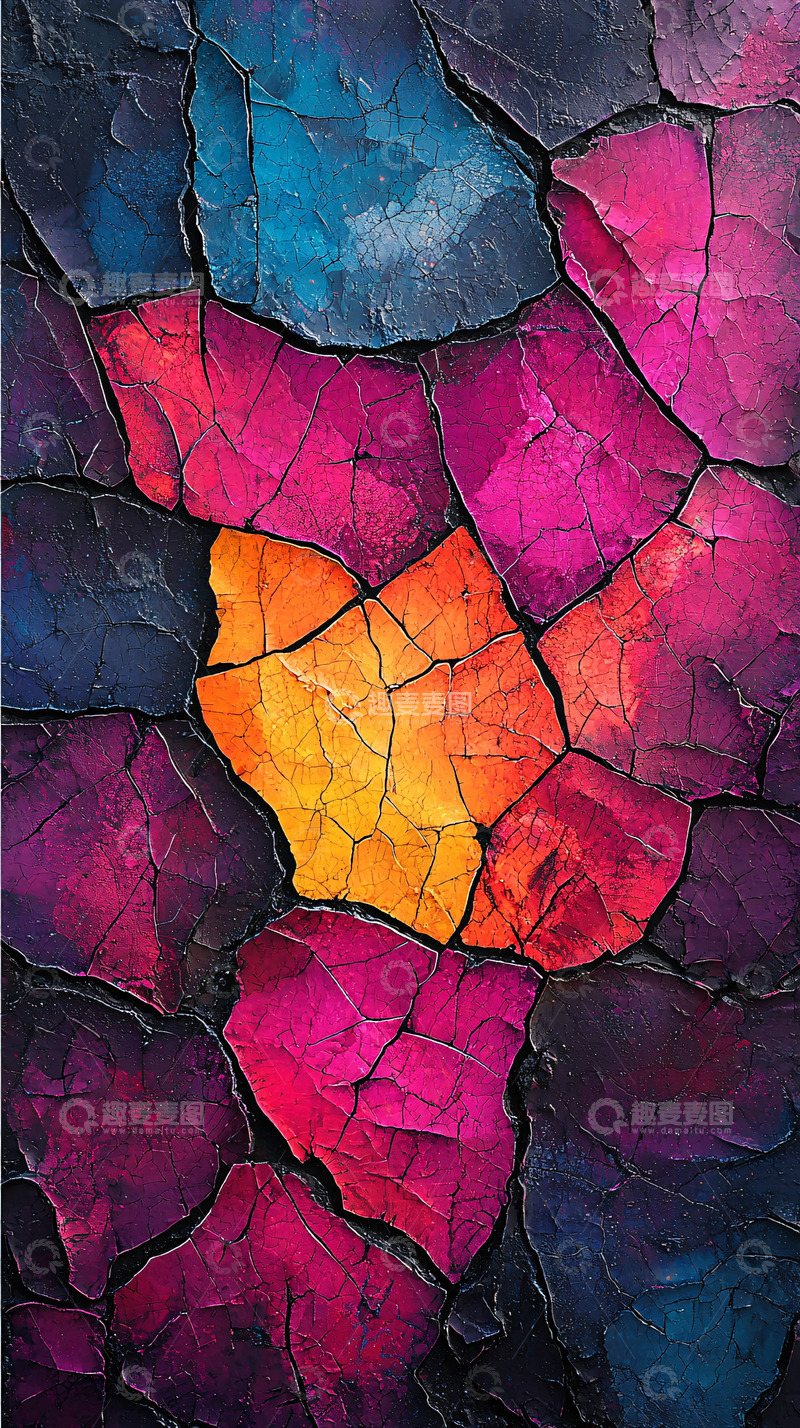 高清大图下载【趣麦麦图】彩色裂纹石块
