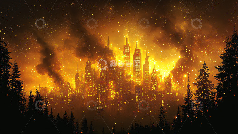 高清大图下载【趣麦麦图】燃烧的城市2