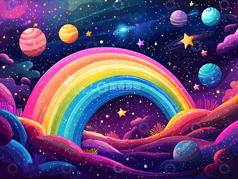 高清大图下载【趣麦麦图】彩虹星空