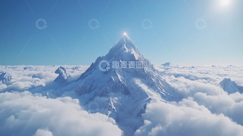 高清大图下载【趣麦麦图】云海之上的雪山