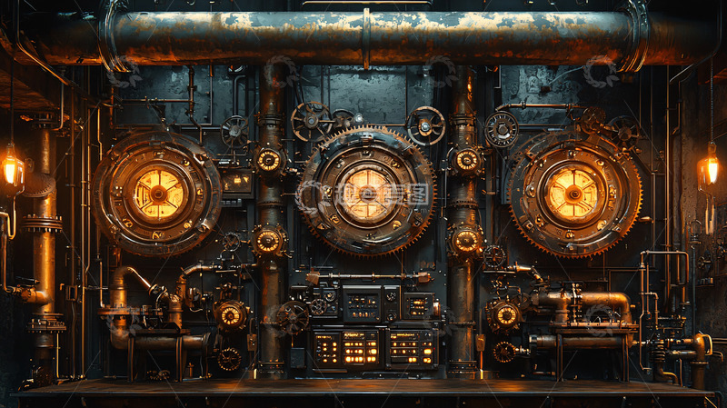 高清大图下载【趣麦麦图】蒸汽朋克风格机械装置
